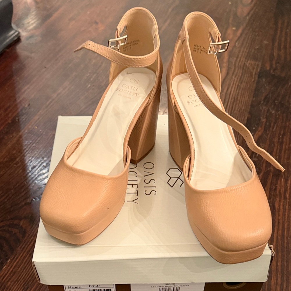 Oasis Society Tan Platform Heels